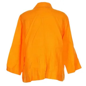 Flax by Jean Engelhart Orange Linen‎ Artsy Lagenlook Lightweight Jacket Size M thumbnail 5