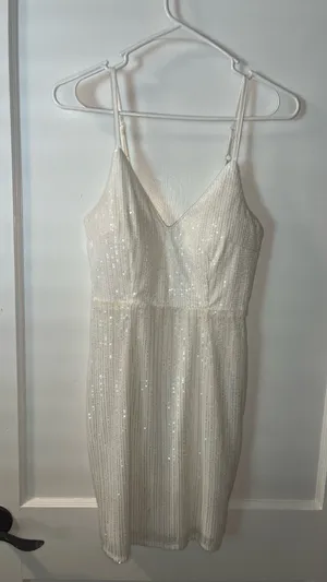 White Sequin Lulus Dress thumbnail 2