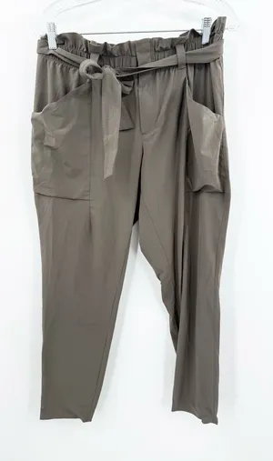 Athleta Women's Skyline Paper‎ Bag Waist Pants Size 12 Taupe thumbnail 1