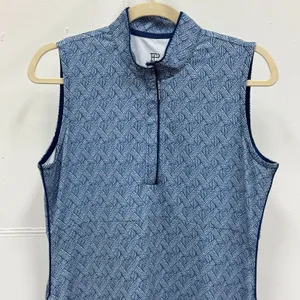 EP New York‎ Women's Golf Dress Blue White Basketweave Geometric Quarter Zip M thumbnail 3