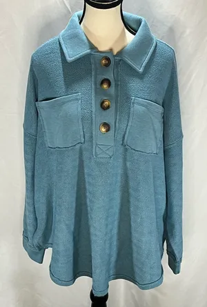 American Eagle Outfitters Herringbone Button Up Popover Pullover Sweatshirt thumbnail 1