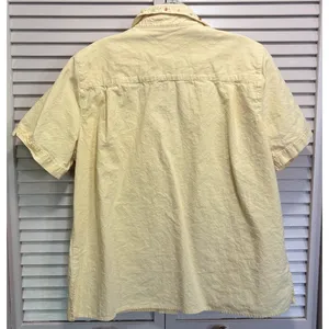 Yellow‎ Boho Button Up Embroidery Beads Summer Collar Shirt Size Large thumbnail 4