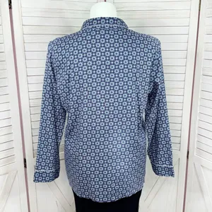 Victorias Secret Snowflakes Flannel Button Up Pajama Top Shirt Blue XL‎ thumbnail 4