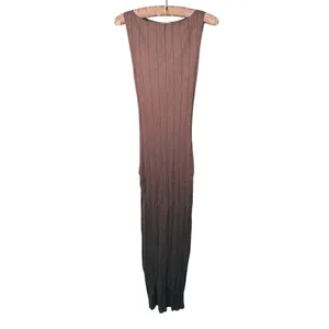Abercrombie & Fitch Sleeveless Ribbed Knit Maxi Dress M Tan Minimal Old Money thumbnail 3