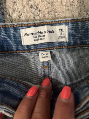 Abercrombie & Fitch Curve Love The‎ Skinny High Rise Distressed Jeans Size 26 thumbnail 5