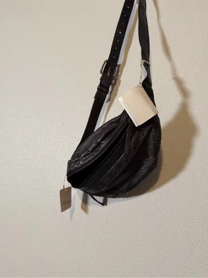 Free People Ana Adorned Sling Bag Black $98 NWT thumbnail 4