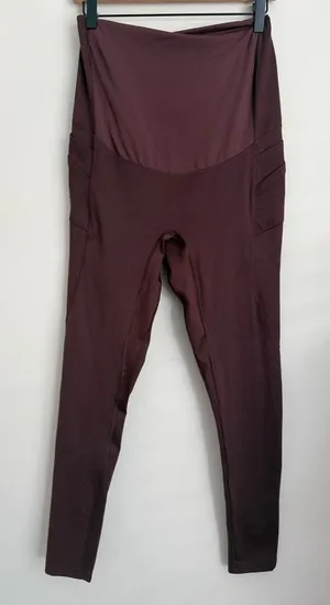 Blanqi maternity leggings burgundy pockets M thumbnail 1