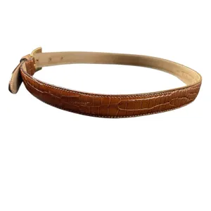 Talbots Made in Italy Brown Croc Embossed Genuine Leather Belt Women’s M Y2K VTG thumbnail 5