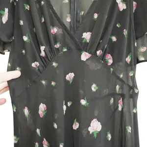 Betsey Johnson‎ Vintage Urban Outfitters Black Rosebud Sheer Floral Maxi Dress thumbnail 5