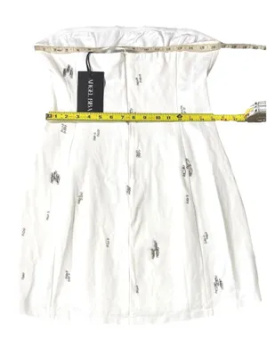 Angel Biba Astrid Mini Dress White Strapless Rhinestone Beaded NWT XL thumbnail 6