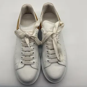 Alexander McQueen Metallic Gold & White Oversized Lace Up Sneakers Size 39 thumbnail 8