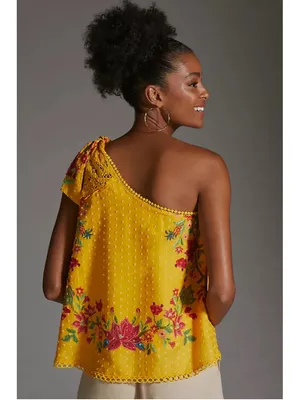 Farm Rio One-Shoulder Embroidered Blouse Size S (PTP 18”) thumbnail 6