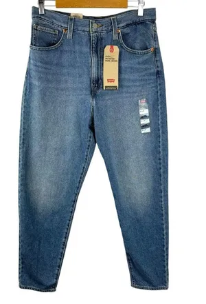 Levi's High Waisted Straight Mom Jeans Style 26986-0010 Eco Blue Size 30 Rigid thumbnail 2