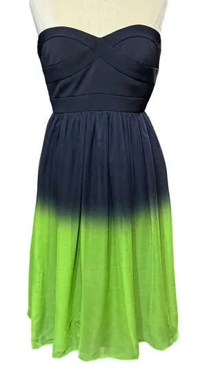 Donna Morgan 2‎ Strapless Silk Ombre Dress Black Green Wedding Guest Fairy Y2K thumbnail 1
