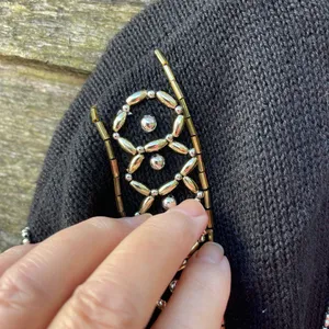 Vintage Victoria Jones size 4X gold silver ramie cotton sweater. thumbnail 6