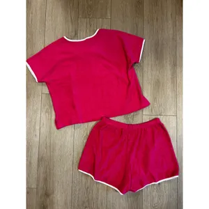 Vintage Vanity Fair Pink Terry Cloth Lounge Set Shorts Top Made in USA Medium thumbnail 5