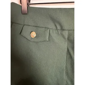 Rachel Zoe Hunter Green Slim Ankle Trousers Gold Button High Rise Pants 6‎ thumbnail 4