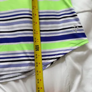 Jofit Womens Large Sleeveless Tennis Golf Polo Shirt Striped Green White Active thumbnail 5