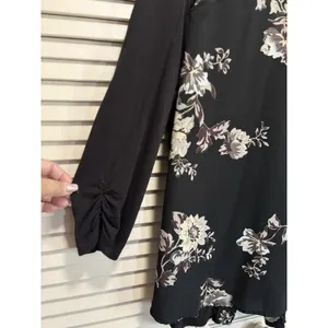 Maurices Floral Chiffon 3/4 Sleeve Blouse Size M Mix Material Keyhole Slits Boho thumbnail 4