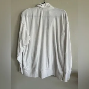 Aerie offline terry cloth quarter zip sweatshirt sz M white thumbnail 2