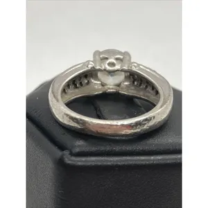 Vintage Round CZ Solitaire & Accents Band‎ Ring Size 5.5 Sterling 925 Silver 6g thumbnail 5