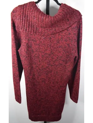 Relativity Marled Cable Knit Sweater Dress Asymmetric Button Cowl Neck XL thumbnail 2