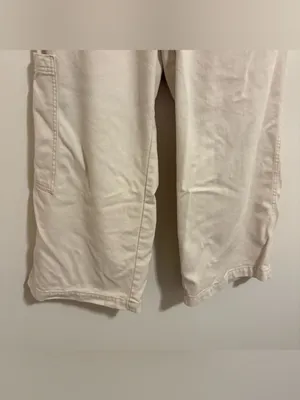 Aerie Cream Wide Leg Soft Cargo Pant size Large Short thumbnail 3
