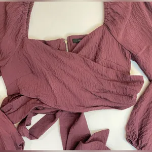 Forever 21 Women’s Wrap Around Surplice Deep Burgundy‎ Crop Top Size S thumbnail 4