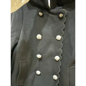 Kate Spade Out West Scallop Double-Breast Peacoat Black Size Small thumbnail 5