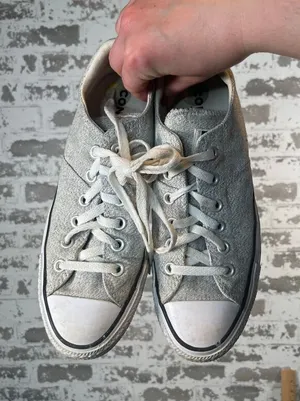 Converse | women gray lace up flat sneakers thumbnail 1
