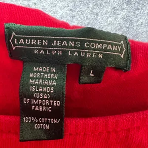Lauren Ralph Lauren Red Asymmetrical Button Hoodie Crest Sleeve‎ Womens L Y2K thumbnail 5
