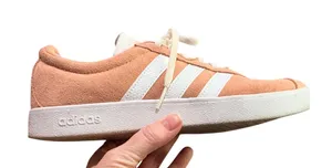 Adidas VL Court 2.0 ortholite float Peach Pink Suede Low Top Sneakers Womens 9 thumbnail 1