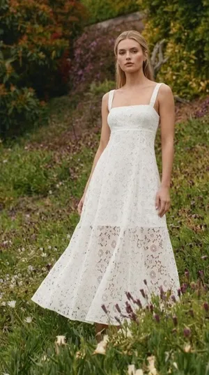 NWT Hill House Collector's Edition Rowena Dress in White Lace Tank Maxi Dress L thumbnail 1