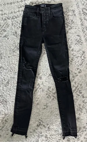 Abercrombie Women’s Black Distressed High-Rise Skinny Jeans-Stretch thumbnail 1