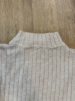 Cream Ribbed Mock Neck Long Sleeve Top Tan Size XS thumbnail 4