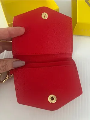 Kendra Scott Red Leather Key & Card Holder with Gold Hardware thumbnail 2