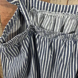 Old Navy Blue White Striped Ruffle Strap Linen Cotton Top Large Coastal Nautical thumbnail 7