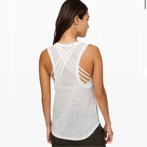 Lululemon Timeless Classic Tank White Athletic Sheer Sleeveless Shirt Racerback thumbnail 2