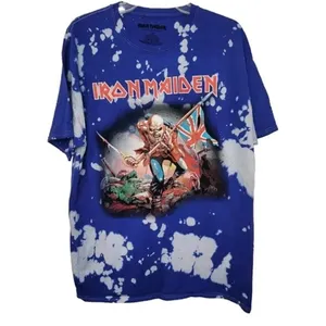 Iron Maiden Vintage Style Graphic Artwork Tye Dye Short Sleeve Shirt XL Blue thumbnail 10