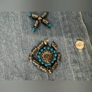 Vintage New Frontier Beaded Denim Button Up Shirt Southwestern Country Sz Small thumbnail 8
