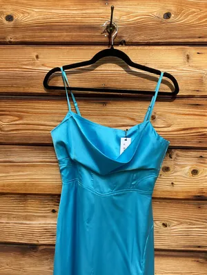 Steve Madden Size S Blue Drape Front Corset Satin Slip Dress thumbnail 6