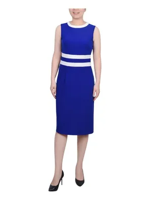 NY Collection Colorblock 2-Piece Dress and Jacket Set Sapphire Blue / White 6P thumbnail 15
