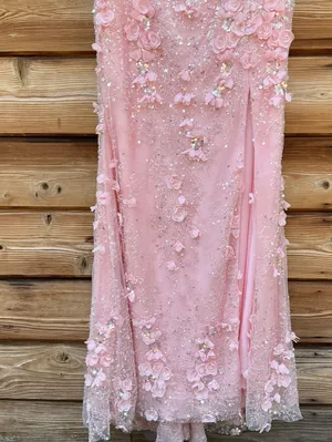 MAC DUGGAL Pink Size 8 3D Floral Strapless Sweetheart Gown With Slit Dress thumbnail 9