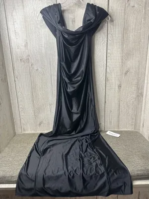 Black Off The Shoulder Ruched Maxi Dress High Slit Formal Gown Small thumbnail 1