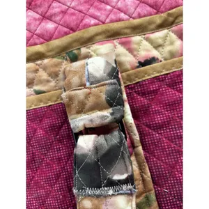 Vintage Quilted Tote Bag Burgundy Pink Floral Patchwork Boho Large Cottagecore thumbnail 3