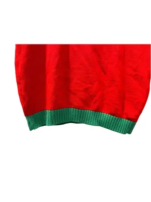 Ugly Christmas Sweater Vest Red Reindeer 3D Tie Jingle Bell Sequin Small Tacky thumbnail 7