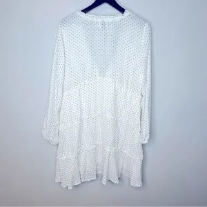 Polly Black and White Polka Dot‎ V-Neck Tiered Dress Size 12 thumbnail 2