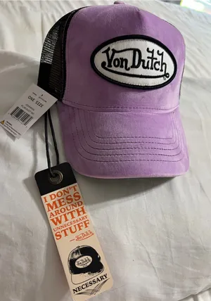 Von Dutch Lavender Suede Trucker Hat with Black Mesh thumbnail 1