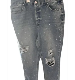 Women's simple society Distressed Studded Jeans thumbnail 1