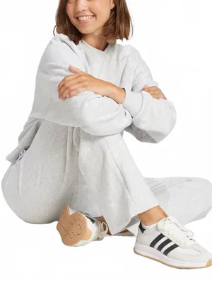 Adidas Essentials Small Logo Feel Cozy Open-Hem Pants Light Grey Heather Medium thumbnail 4